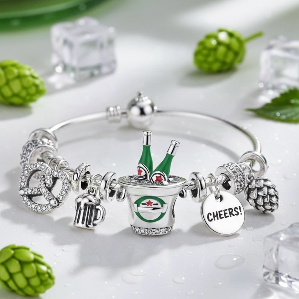 Beer bucket Charm For Bracelet S925.